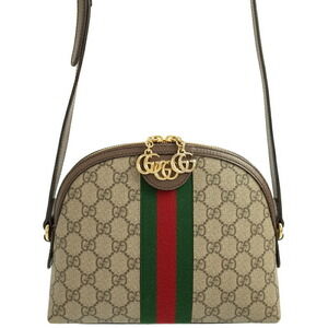 Gucci Ophidia Shoulder Bag Beige Ebony GG Supreme Canvas Brown